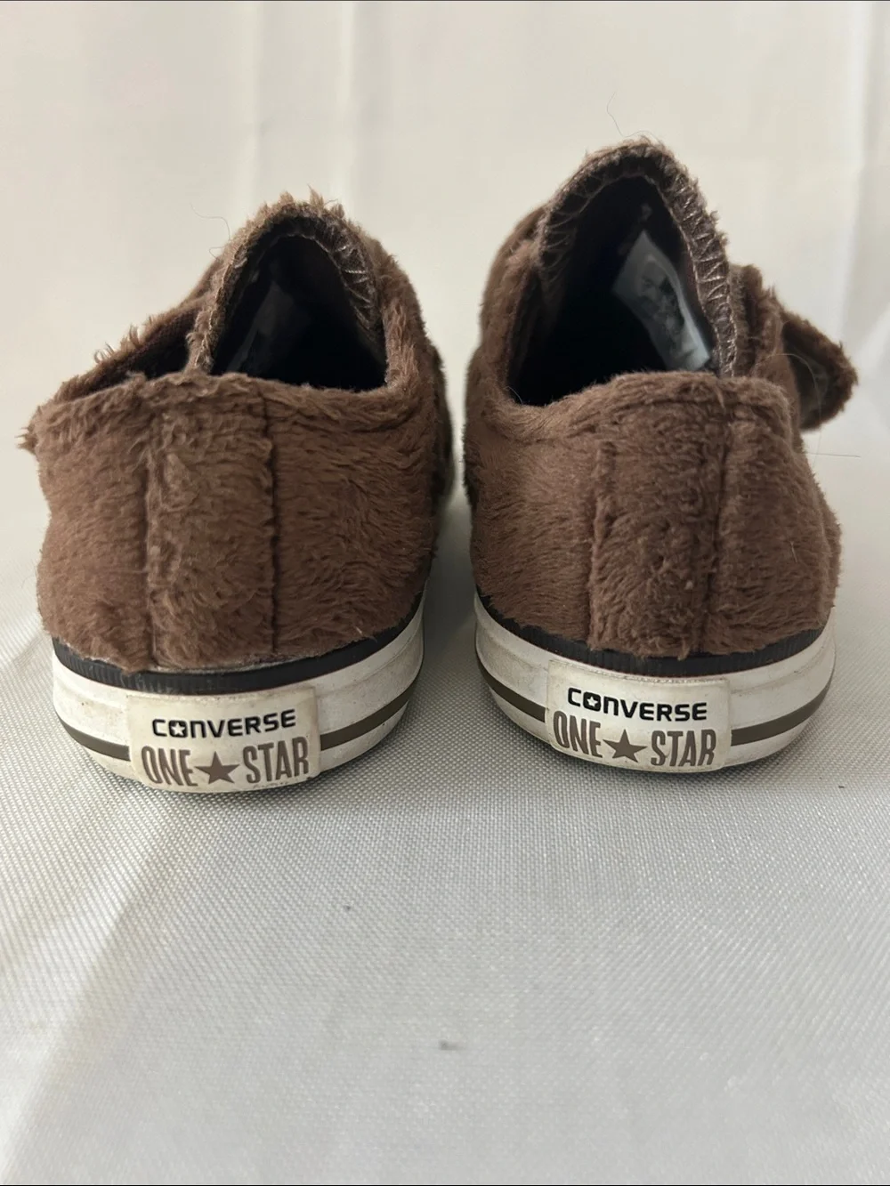 Converse All Star Toddler Brown Plush Puppy Slip-On Velcro Sneakers Size 7